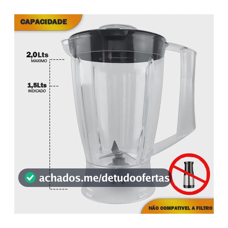 Copo Liquidificador Compativel Mondial Line/ Power2 /power550w/ Power2i