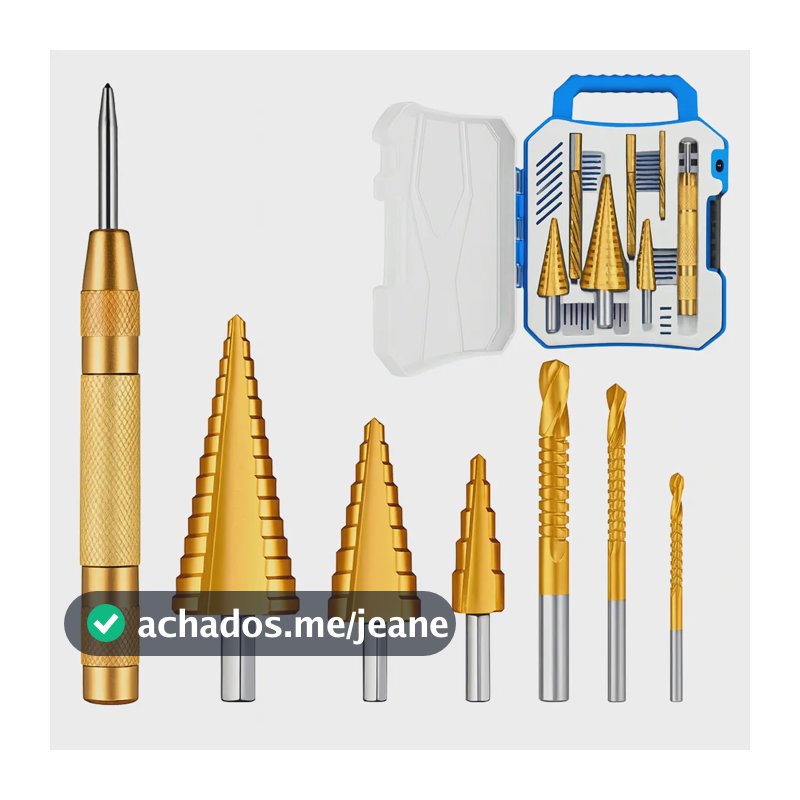 Kit Brocas Escalonadas e Retas Sforte com Punção Central 8 Peças