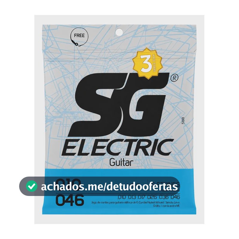 Kit 3 Encordoamento Sg Guitarra 010 Níquel Triple Pack