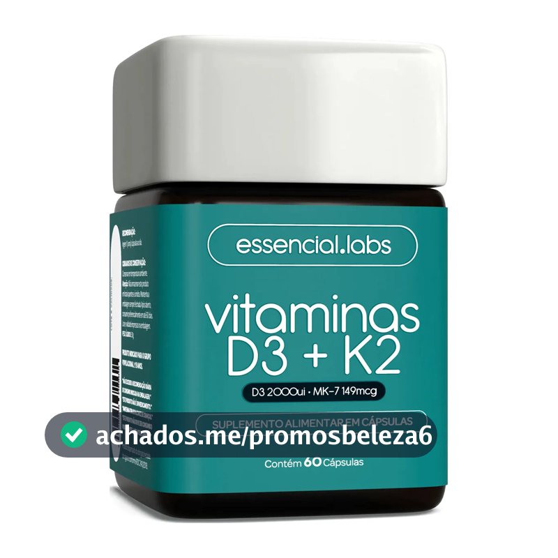VITAMINA D3 + K2 Menaquinona-7 - Fórmula com Máxima Concentração e Biodisponibilidade - 60 Cápsulas