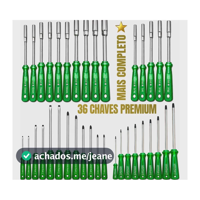 Kit Chaves Fenda Phillips Canhão Torx 36 Peças Premium
