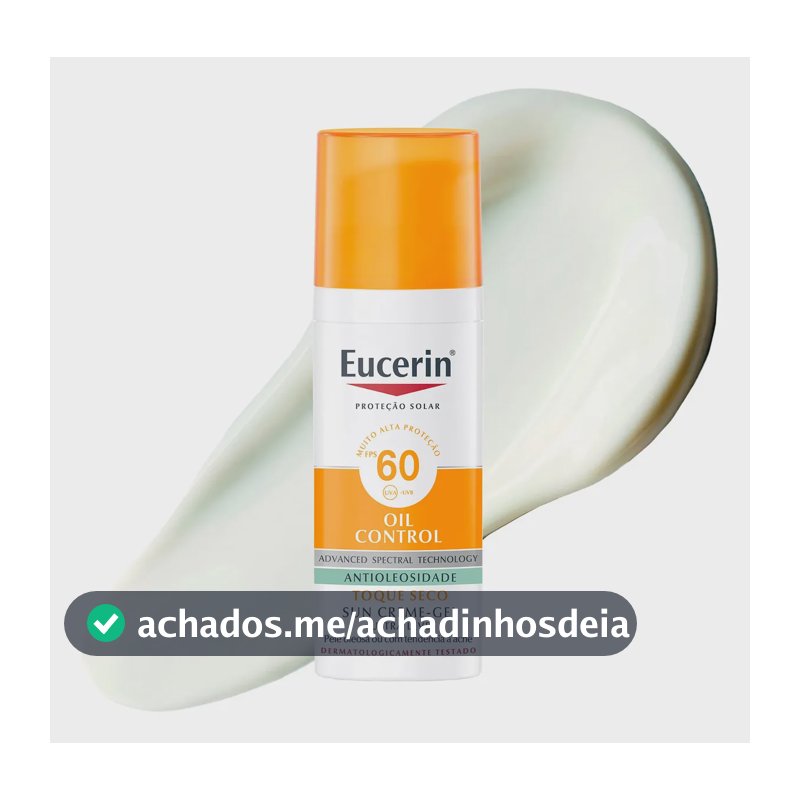 EUCERIN Protetor Solar Facial Oil Control FPS 60 50ml, Antioleosidade, Rosto, Proteção UVA, UVB e Luz Visível