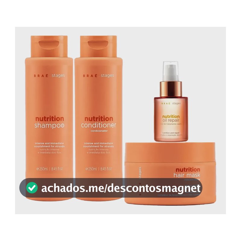 Braé Stages Nutrition Shampoo + Condicionador + Óleo + Másc