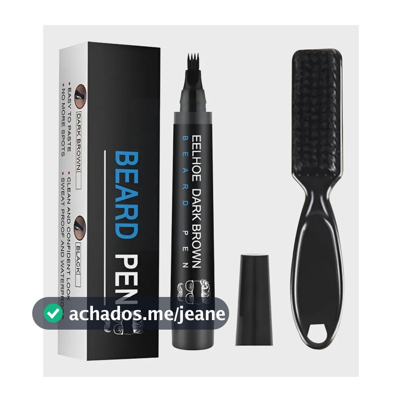 Caneta Preenchimento Barba Sobrancelha Falhas + Escova Preto