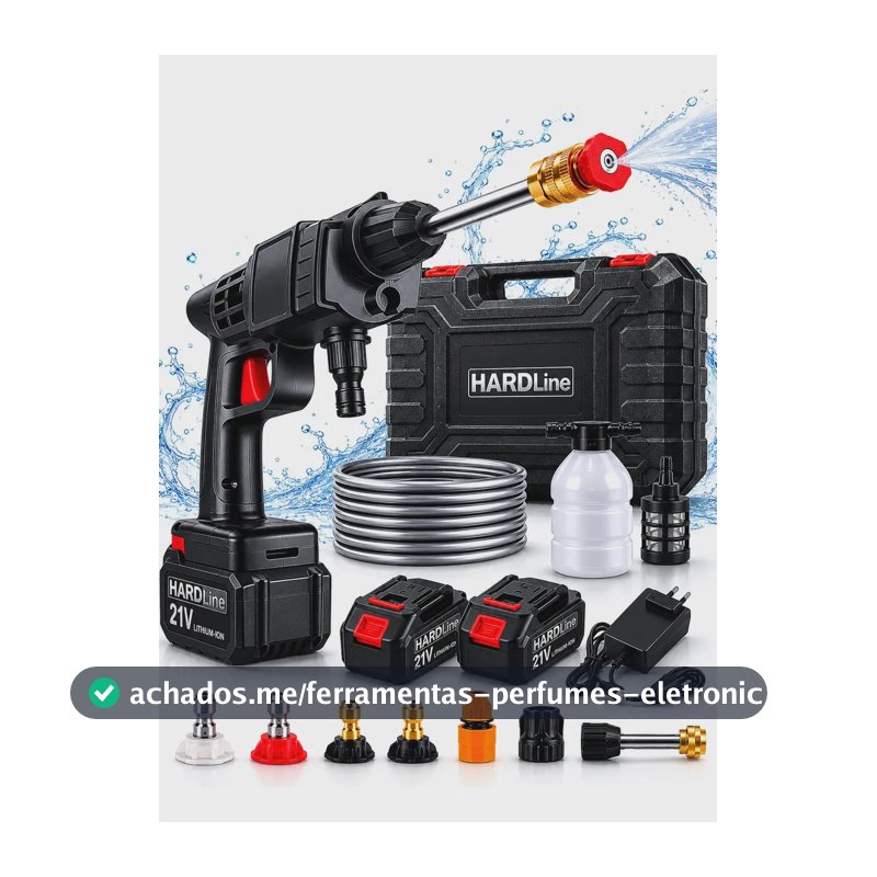 Lavadora Alta Pressão Portátil Recarregável Sem Fio Bivolt Hardline