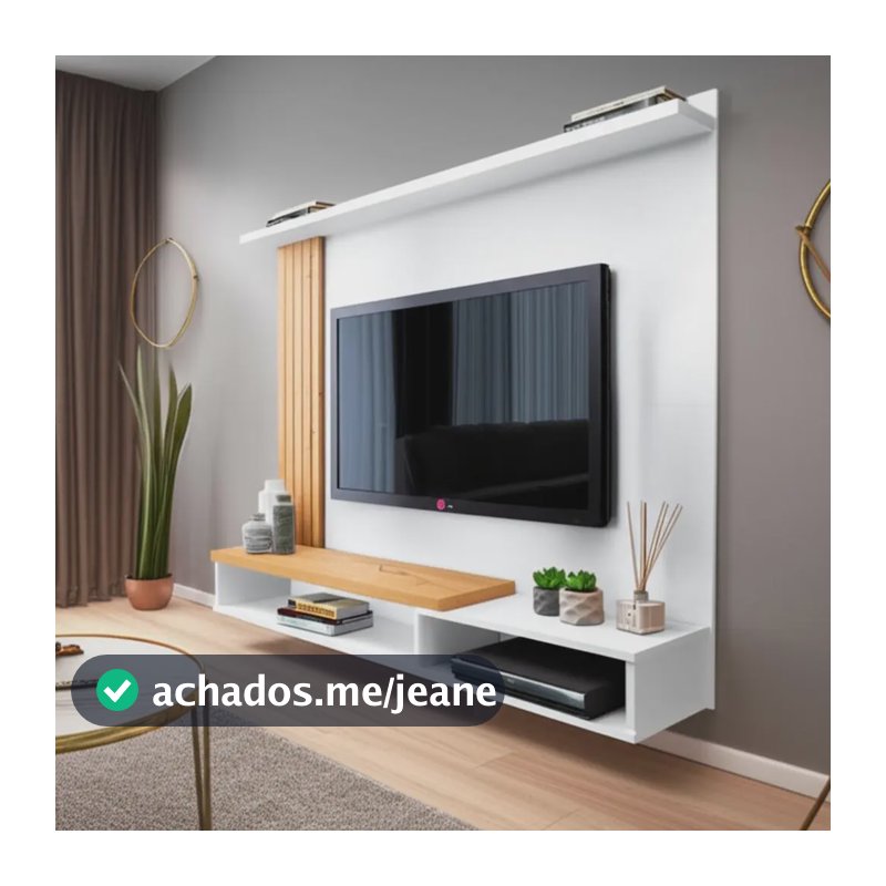 Móvebrinque TV shelf with panel cor white/freijó