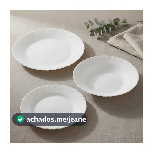 Aparelho De Jantar 12 Peças Opaline Jogo Pratos Mesa Posta Branco