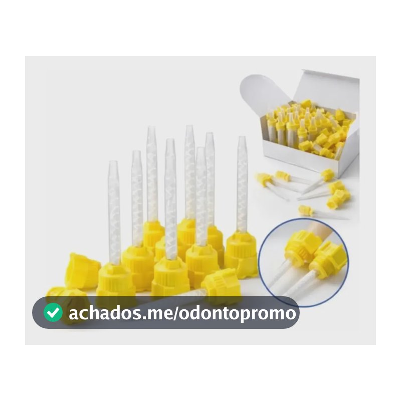 Ponta Misturadora Amarela Kit 50 Unidades Odontologica Amarela
