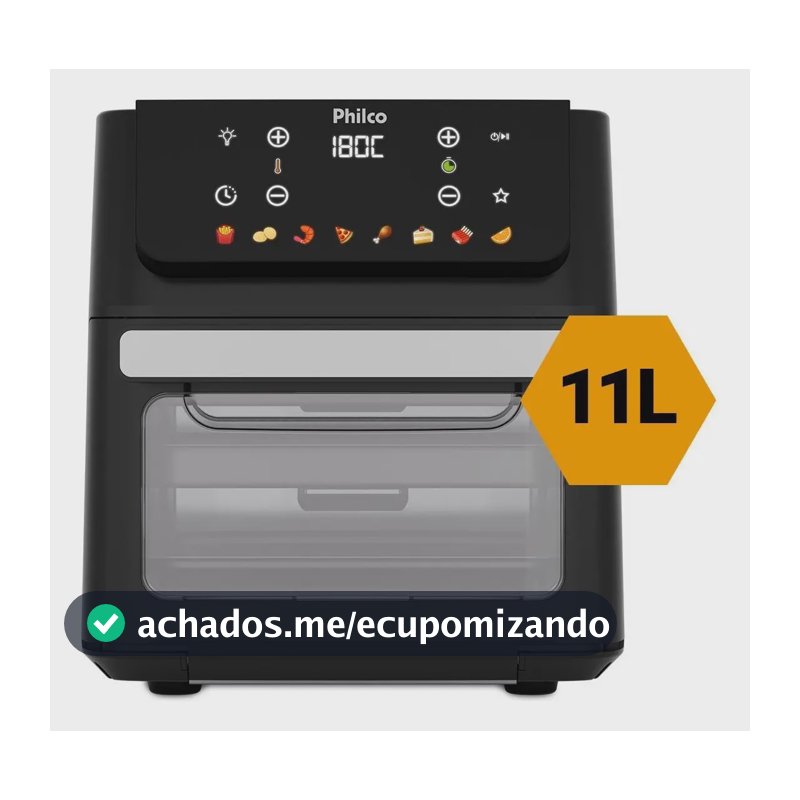 Fritadeira Air Fryer Oven 11 Litros 1800w 8 Funções Philco PAF11B