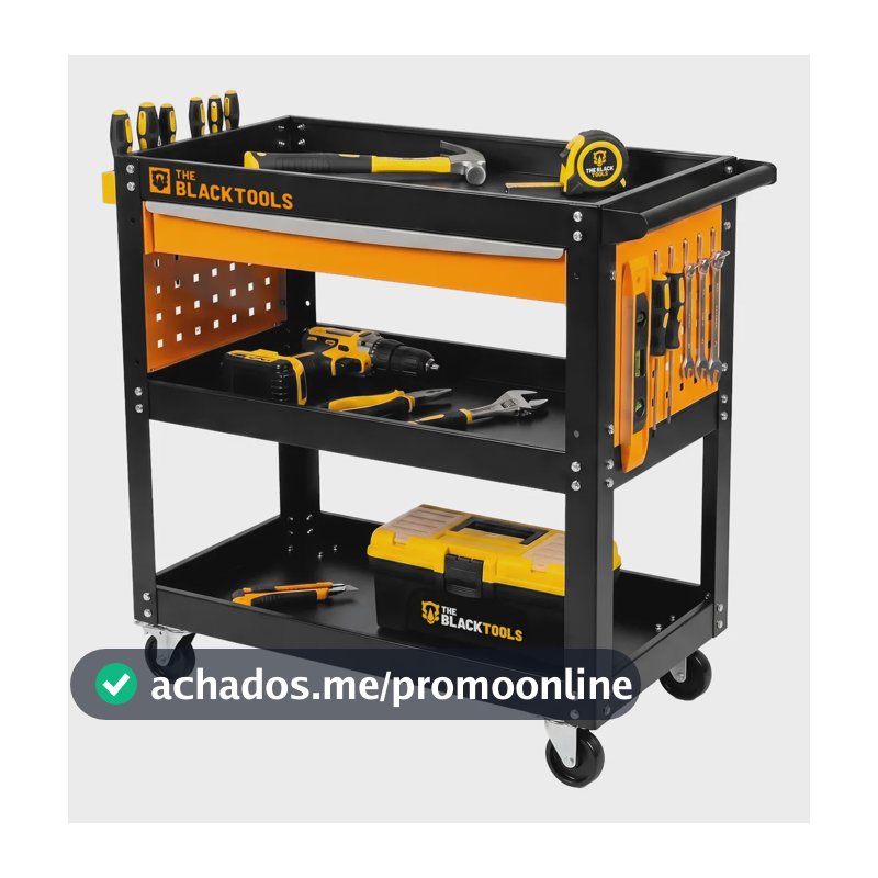 Carrinho Ferramentas Para 400kg Oficina Mecânico Organizador Preto/laranja The Black Tools