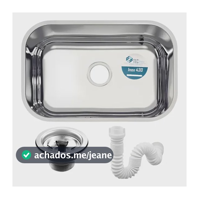 Cuba Pia Cozinha Inox Alto Brilho 430 47x30x14 Válvula Sifão Prateado