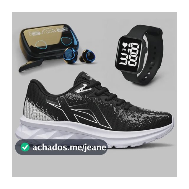 Kit Tênis Masculino Academia Esporte Treino + Fone + Relógio