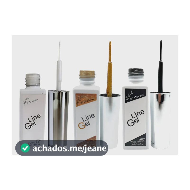 Kit Esmaltes Gel Ponta Fina 3un Nail Art Unha Decorada Preto Cor Branco Dourado e Preto
