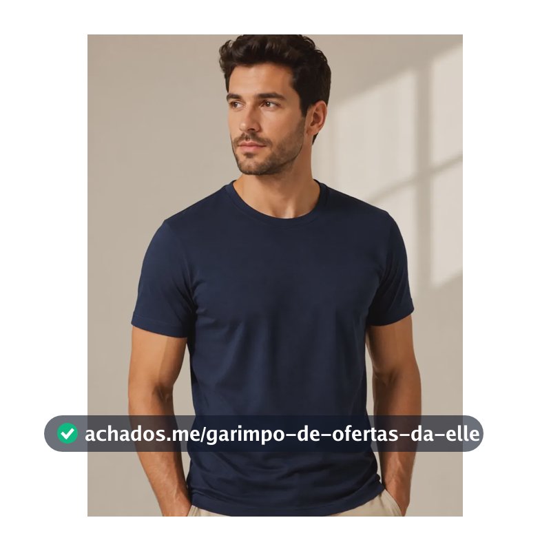 Camiseta Básica Masculina Algodão Slim Blusa Premium Lisa Azul G Liso
