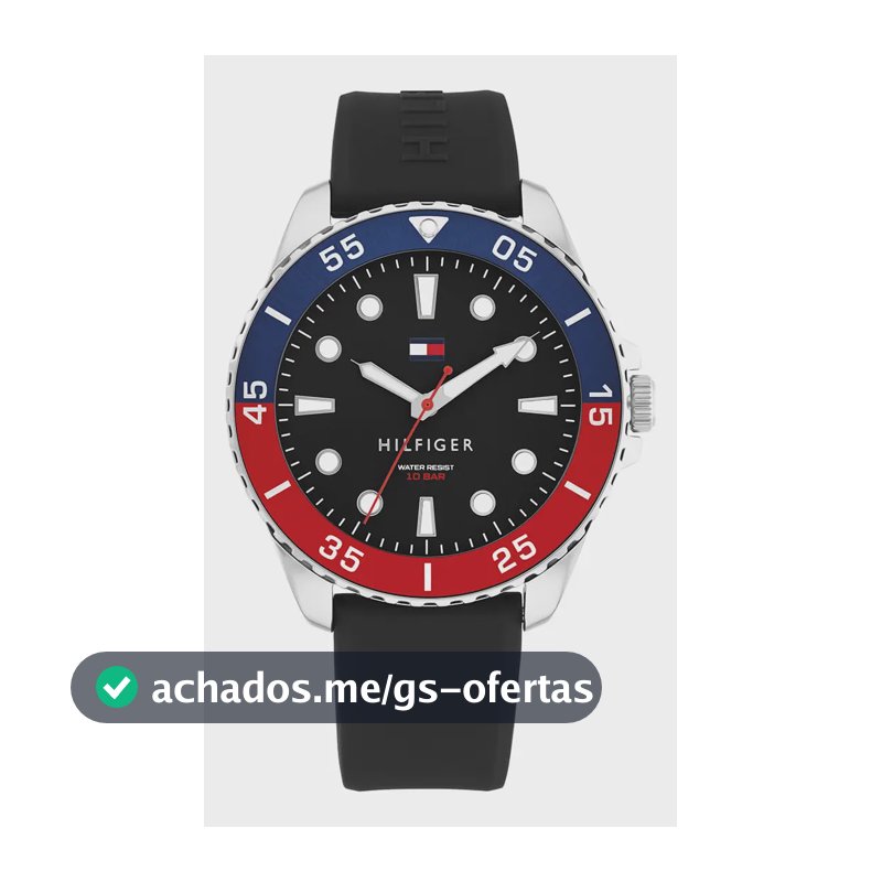 Relógio Tommy Hilfiger Masculino Borracha Preto 1792201 Preto