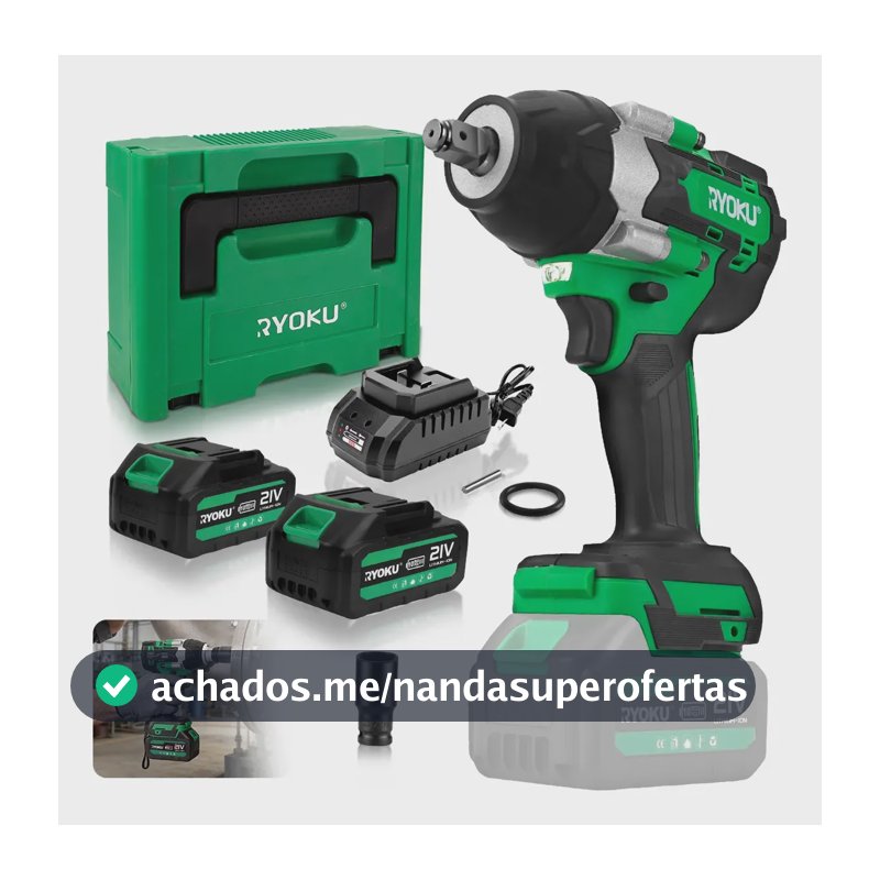 Chave De Impacto Brushless 700nm Com 2 Baterias Maleta Verde 127/220v