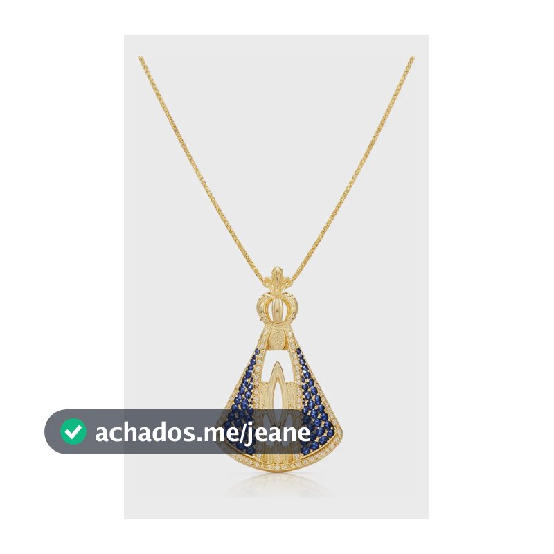 Colar Corrente Nossa Senhora Aparecida Azul Banhado Ouro 18k Dourado