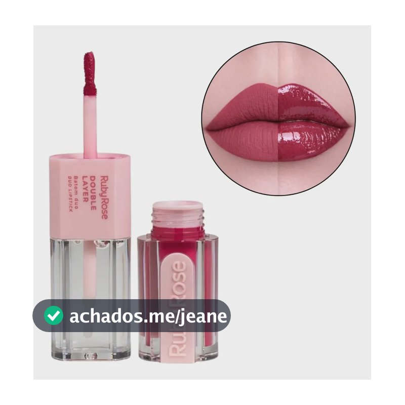 Batom Duo Matte E Gloss Longa Duração Double Layer Ruby Rose Dl30