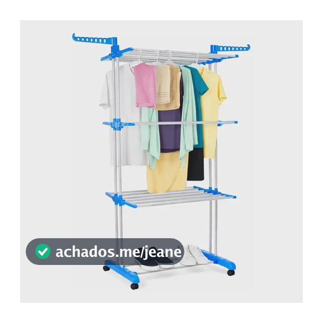 Varal De Apartamento Chão Aço Inox Resistente 3 Andares 2 Hastes Com 4 Rodas Dobrável Retrátil Multiuso Grande Super Prático Para Roupas Vertical Compacto Fácil Montagem Alta Capacidade Secagem Rápida