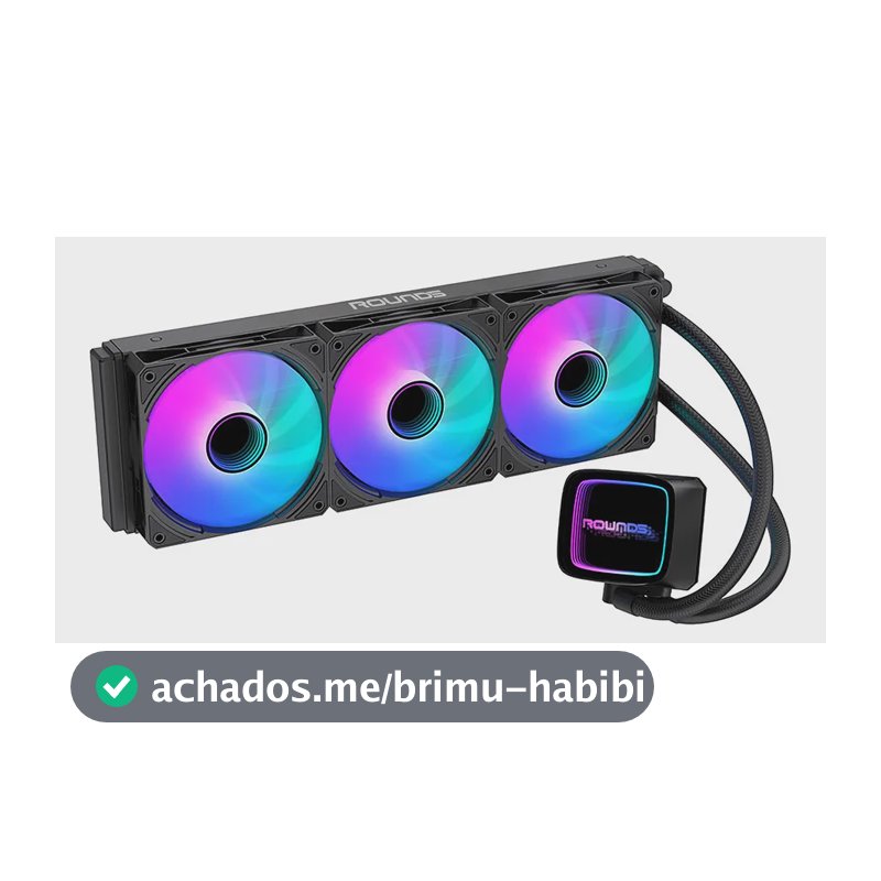 Water Cooler Round 5 Eurus Preto de 360mm Com ARGB Para CPU
