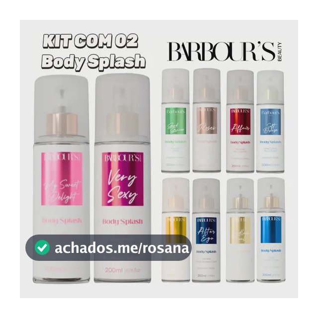 Kit C/ 2 Body Splash Feminino Barbours Beauty 200ml Cada