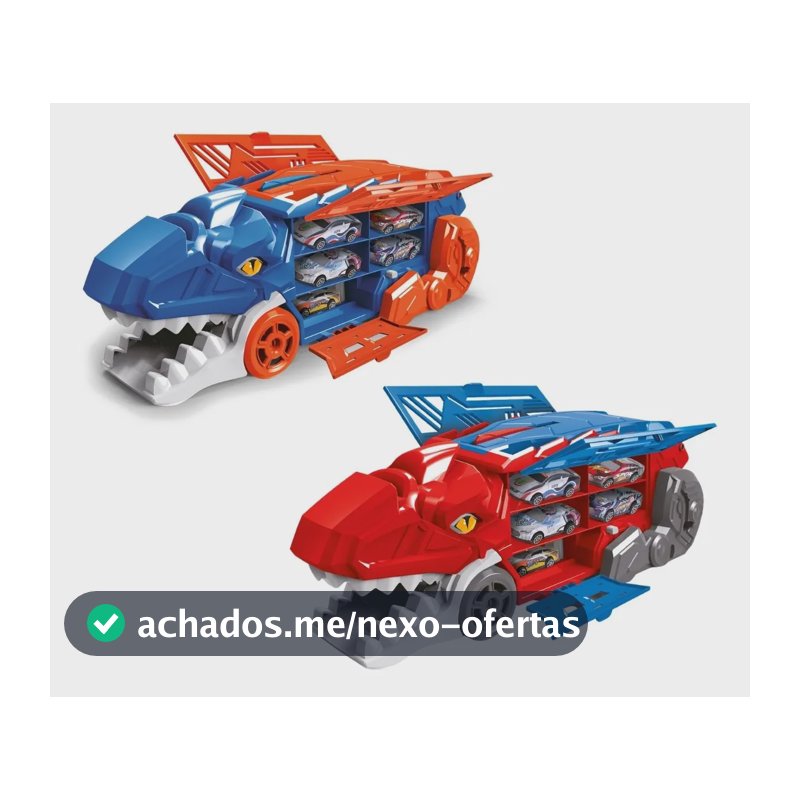Caminhão Dinossauro 6 Carrinhos Pista 2x1 Dinobot Maxi Toys Azul