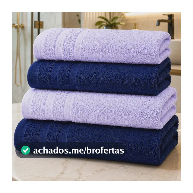 Jogo De Toalhas De Banho Brasilchic Extra Soft Premium 100% Algodão Grossa Macia Kit 4 Peças Rosto Banhão Grande Azul/lilás Lisa