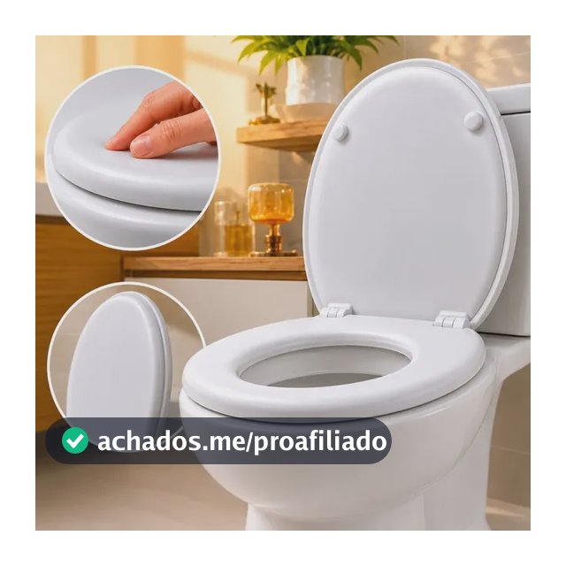 Assento Sanitário Almofadado Oval Com Tampa De Vaso Banheiro Branco