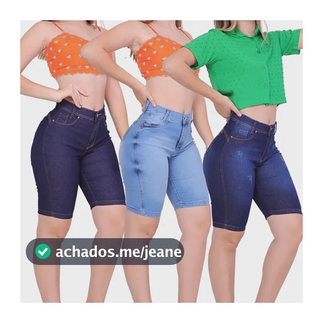 Kit 3 Bermuda Feminina Ciclista Jeans Lycra (até O Joelho)