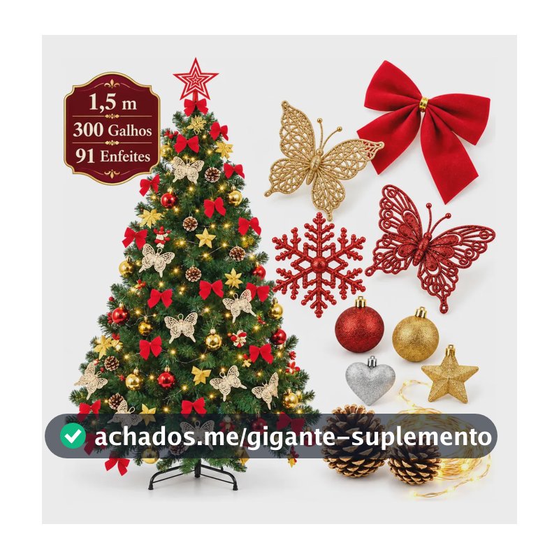 Árvore De Natal Decorada 1,5m Pinheiro Cheia 150cm Enfeitada