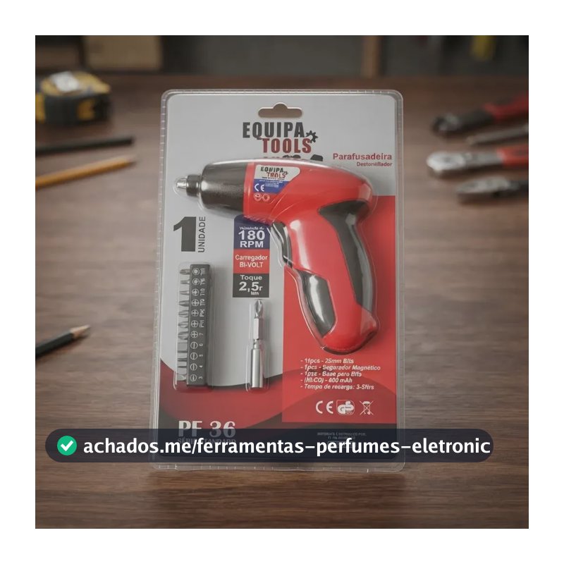 Parafusadeira Recarregável 3,6 V C/ 11 Bits Equipa tools Cor Vermelho/preto