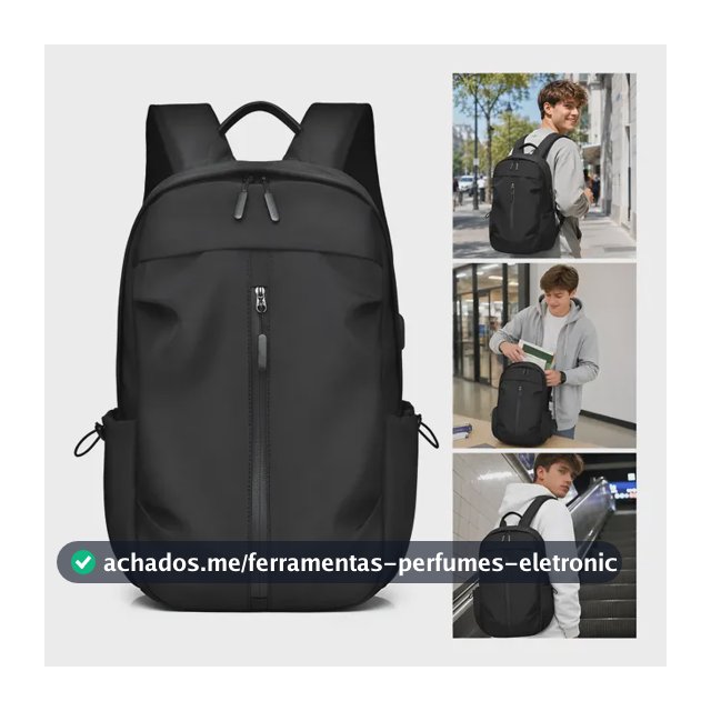 Mochila Masculina Notebook Impermeável Entrada Usb Faculdade Preto