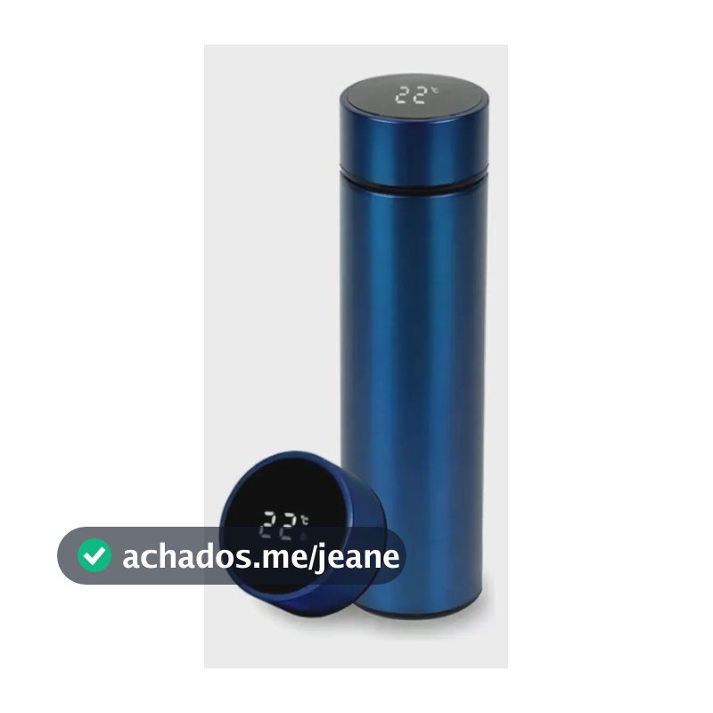 Garrafa Térmica VDQ Aço Inoxidável Azul Escuro com Termômetro Digital de 500 mL