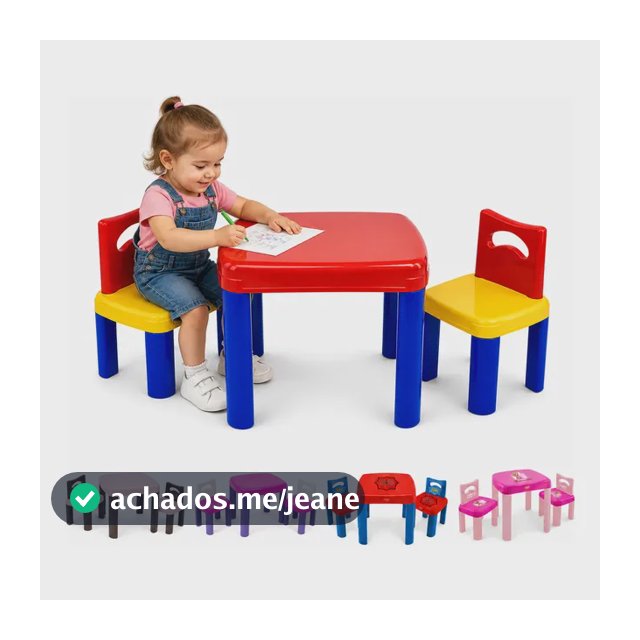 Mesa Infantil Educativa Desmontável Com 2 Cadeiras Plásticas