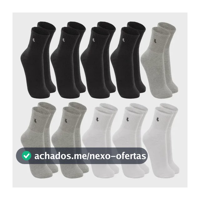 Kit 10 Pares Meias Lupo Cano Médio Alto Academia Original
