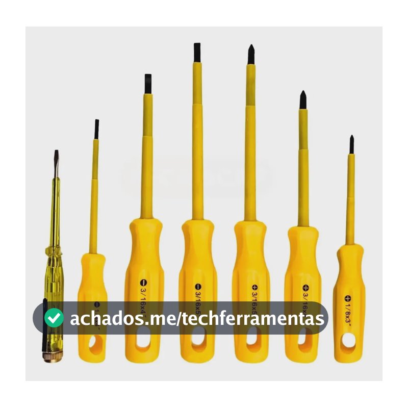 Jogo Chave Fenda Phillips Teste 1000v Isolada 7 Pçs - Vonder