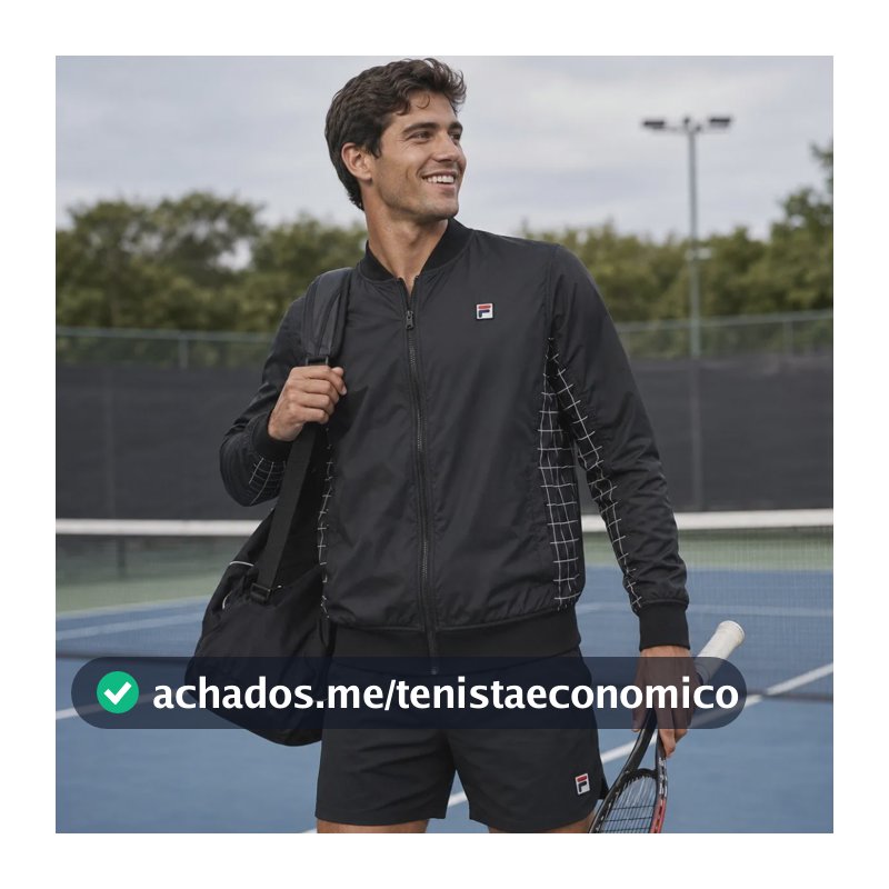 Jaqueta Fila For Tennis Masculina Preto Preta G Liso