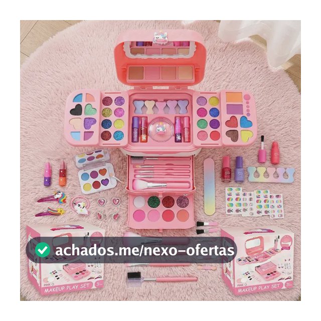Kit Maquiagem Infantil Seguro Lavável Maleta Beleza Meninas