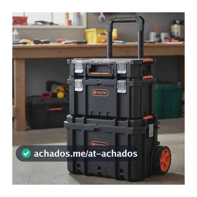 Kit Caixa De Ferramentas Maleta Modular Reforçada Carrinho Com Rodas E Alça Telescópica Tactix Preto