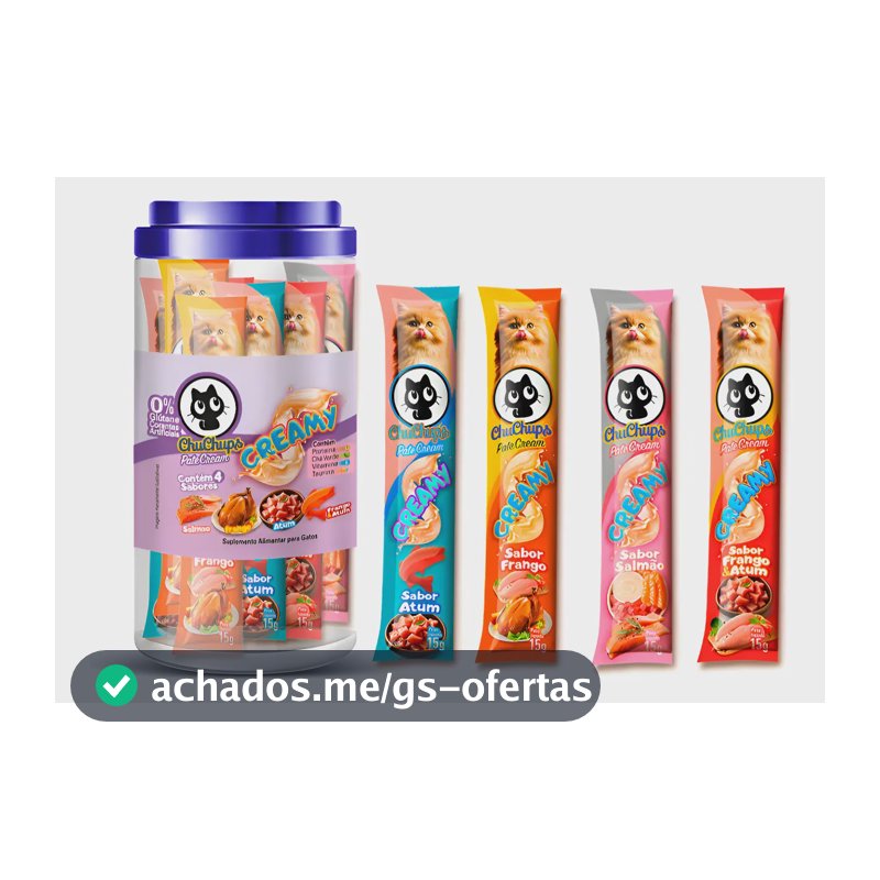Petisco Gatos Chuchups Cream Pote Sortido Com 24 Sachês