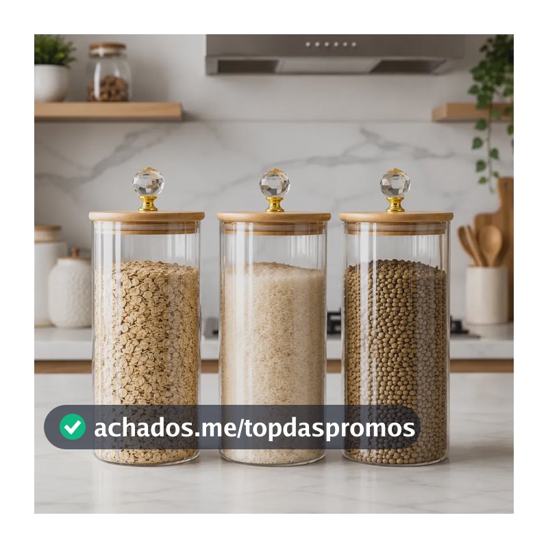 Kit De Potes De Vidro Canelado Cristal Porta Alimentos Casa Kit 3 Potes Canelado Cristal Transparente