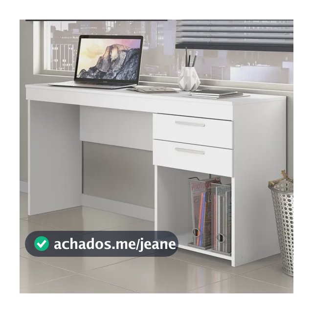 Escrivaninha Notável Móveis Mesa office 2 gavetas mdp de 1210mm x 760mm x 410mm branco Fosco