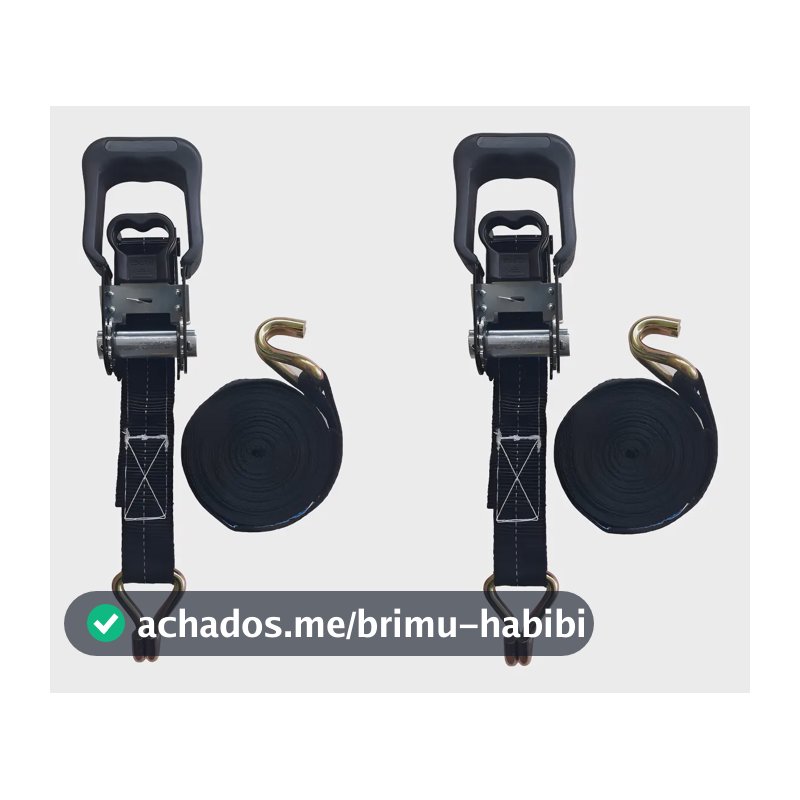 Kit 2x Cinta Catraca Mave Náutica 35mm 6m 1500kg Gancho J Caminhões Lanchas