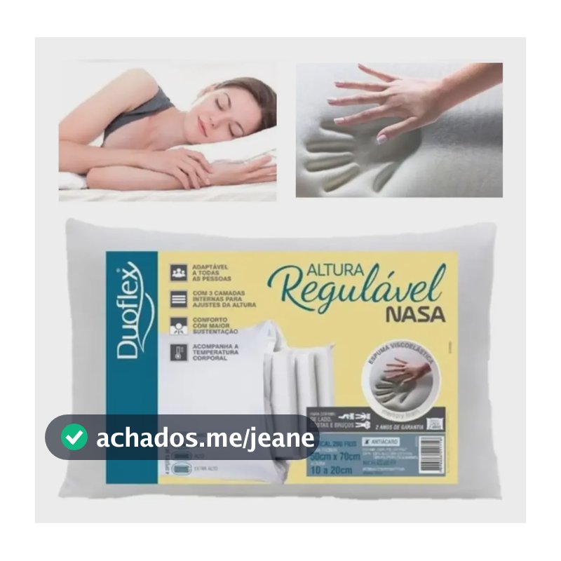 Travesseiro Com Regulagem De Altura Nasa Antialérgico Grande Branco
