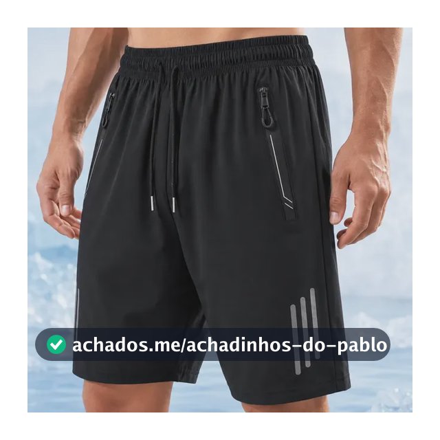 Short Masculino Bermuda Secagem Dry Zip Bolsos Academia