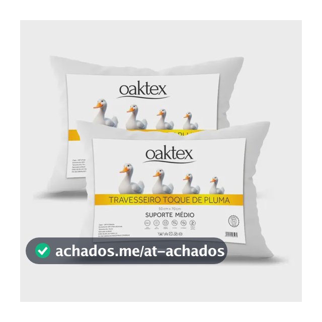 Kit 2 Travesseiros 70x50 Antialérgico Lavável Fibra Siliconada Toque de Pluma de Ganso Oaktex Cor Branco