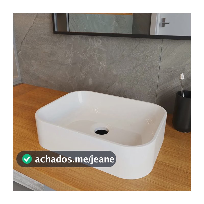 Loja Docelar Cuba Pia Para Banheiro Retangular Oxford Branco Brilho Brilhante