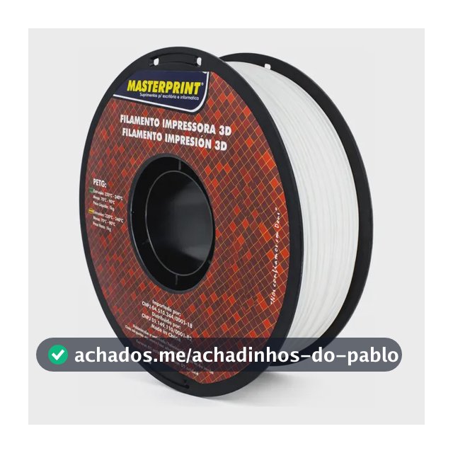 Filamento Impressão 3d 1,75mm 1kg Masterprint Petg Branco Branco