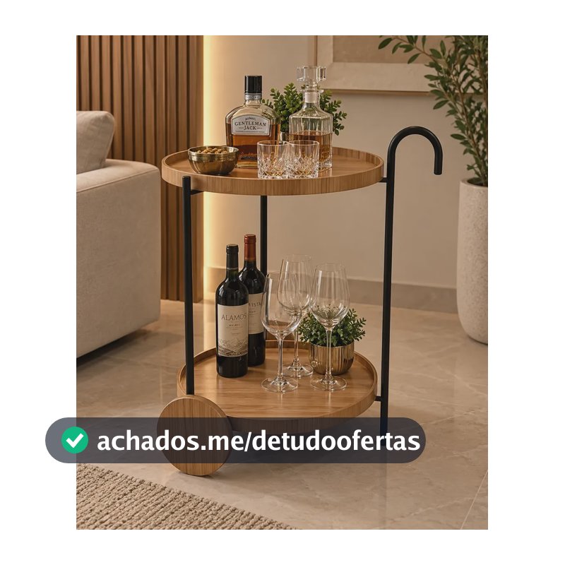 Carrinho Aparador Madeira Verona Bar Decorativo Adega Servir Amadeirado
