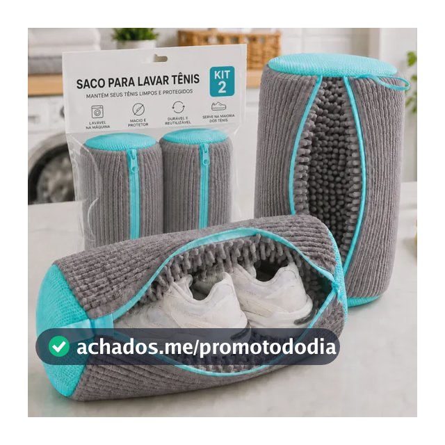 Kit 2 Sacos Para Lavar Tênis E Sapatos Em Máquina De Lavar – Saco Telado Anti-Impacto Com Fechamento Em Zíper